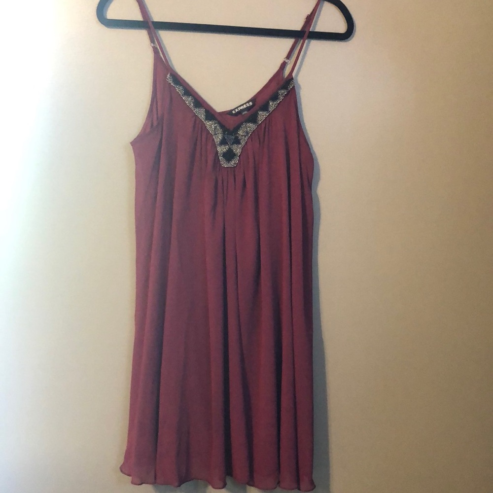 Maroon Express floaty mini dress
